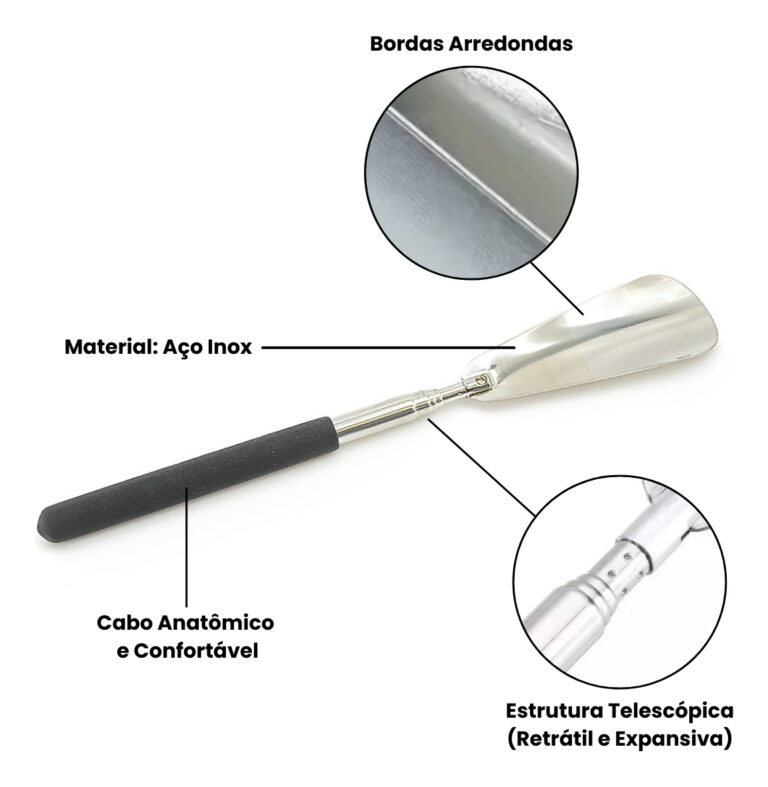 Calçadeira De Sapatos E Tênis Telescópica Retrátil Aço Inóx Tomóvi (4)