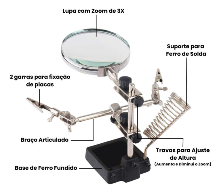 Lupa Para Solda Com Garras E Suporte Para Ferro Solda Braço Articulável Tomóvi (2)