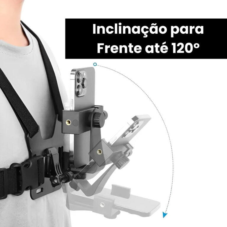 Suporte De Peito Torso Para Celular Câmera Gopro Ajustável Peitoral 360º Tomóvi (3)