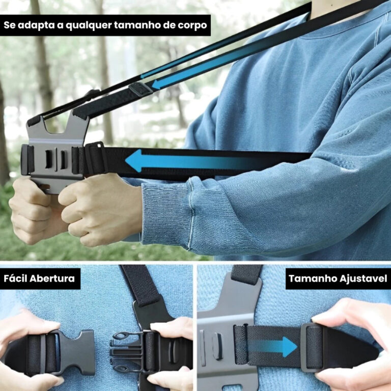 Suporte De Peito Torso Para Celular Câmera Gopro Ajustável Peitoral 360º Tomóvi (5)
